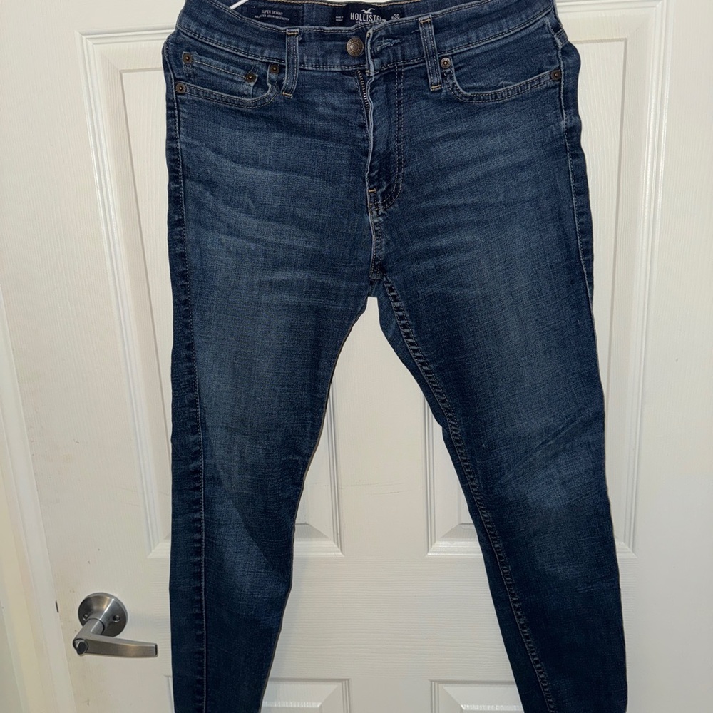 Hollister Blue Skinny Jeans with Stretch and Faded Indigo Pre Owned